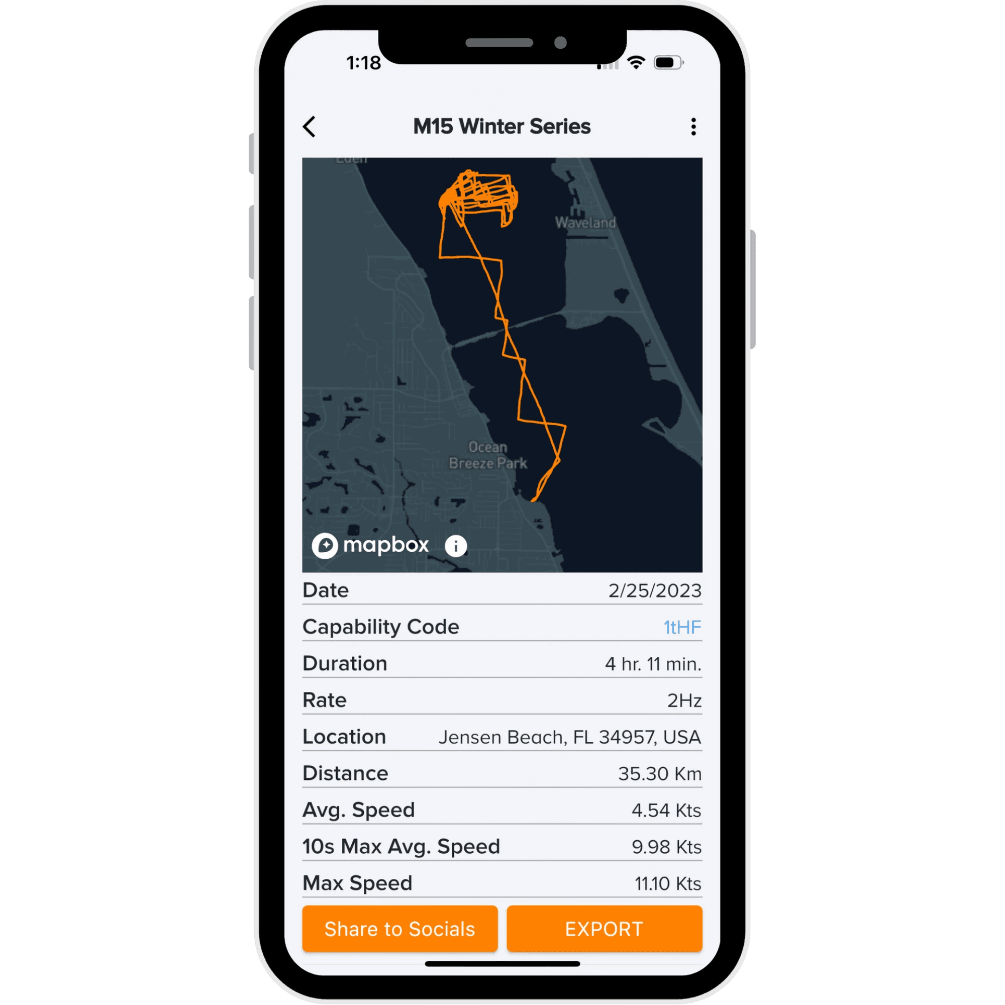 Vakaros mobile app screen paired with Atlas 2